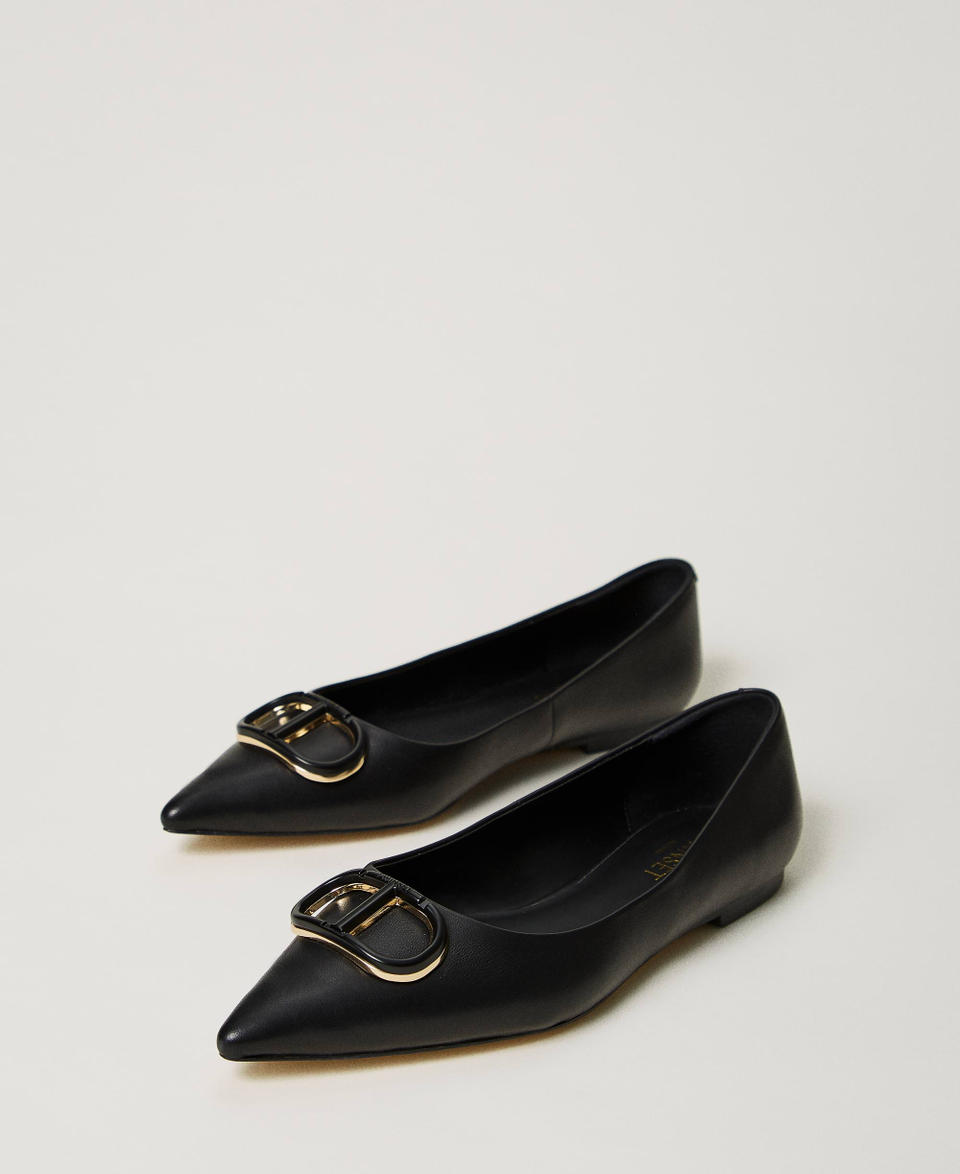 Twin Set Ballerine in pelle con Oval T Saldi