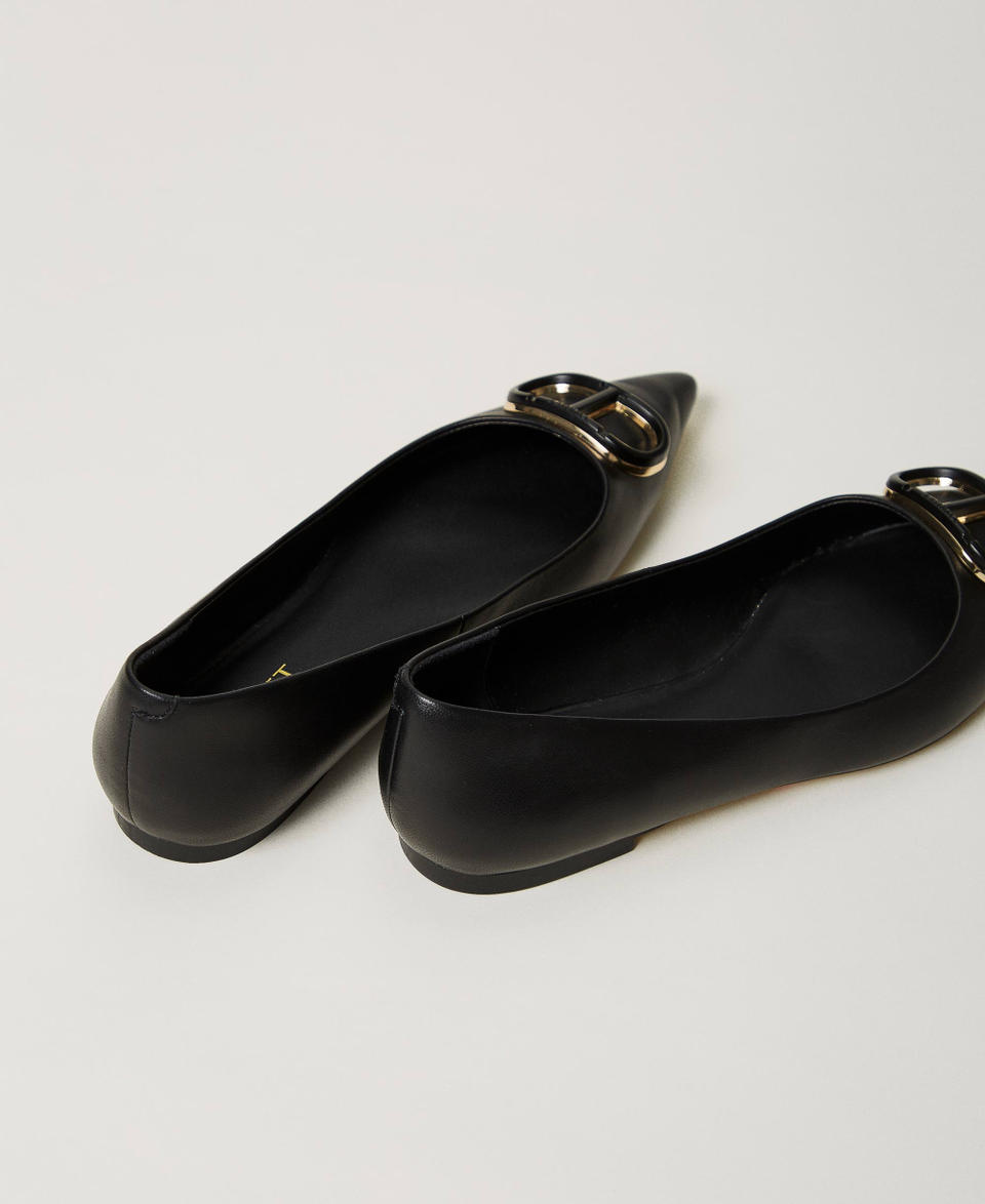 Twin Set Ballerine in pelle con Oval T Saldi
