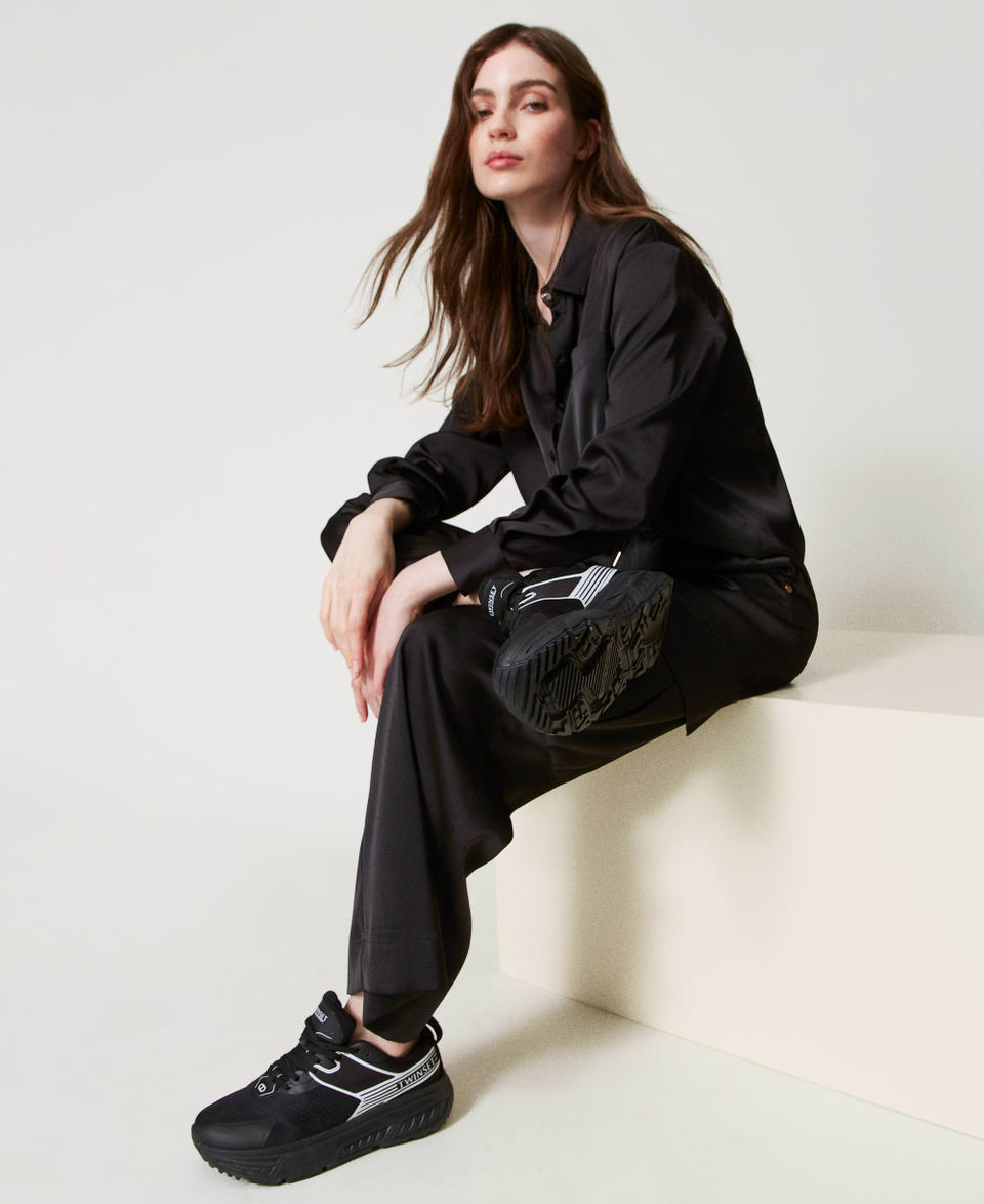 Twin Set Sneakers Fessura a righe con logo a contrasto Saldi Di Fabbrica