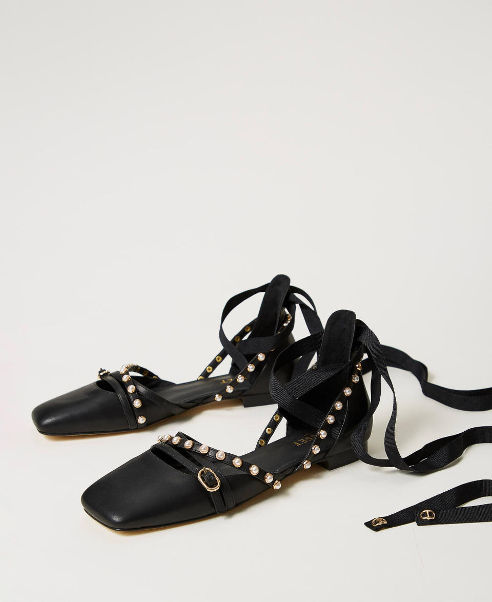 Twin Set Ballerine con perle e nastri Moda