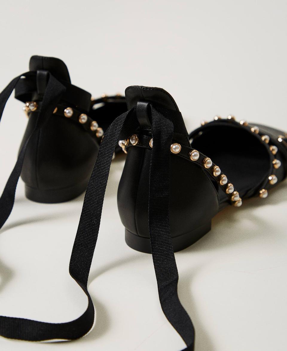 Twin Set Ballerine con perle e nastri Moda