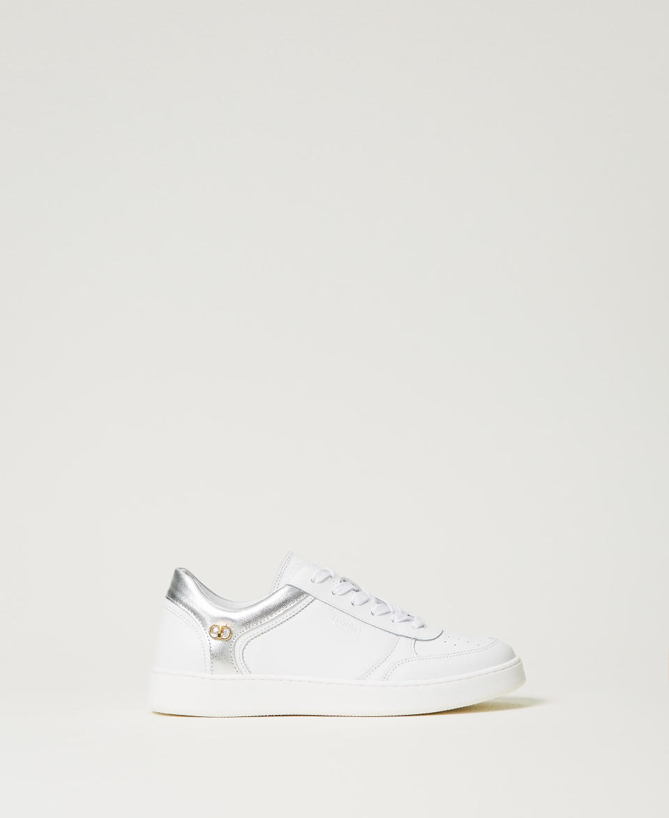 Twin Set Sneakers in pelle con inserti laminati Vendita