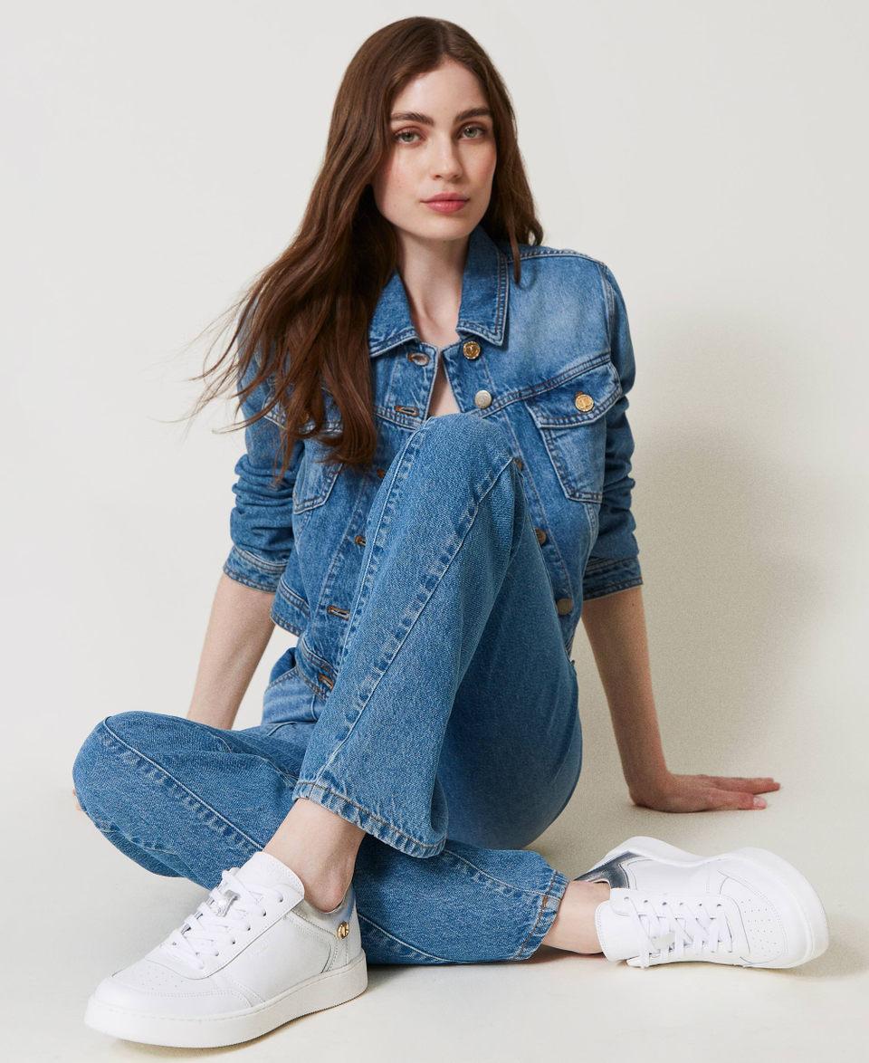 Twin Set Sneakers in pelle con inserti laminati Vendita