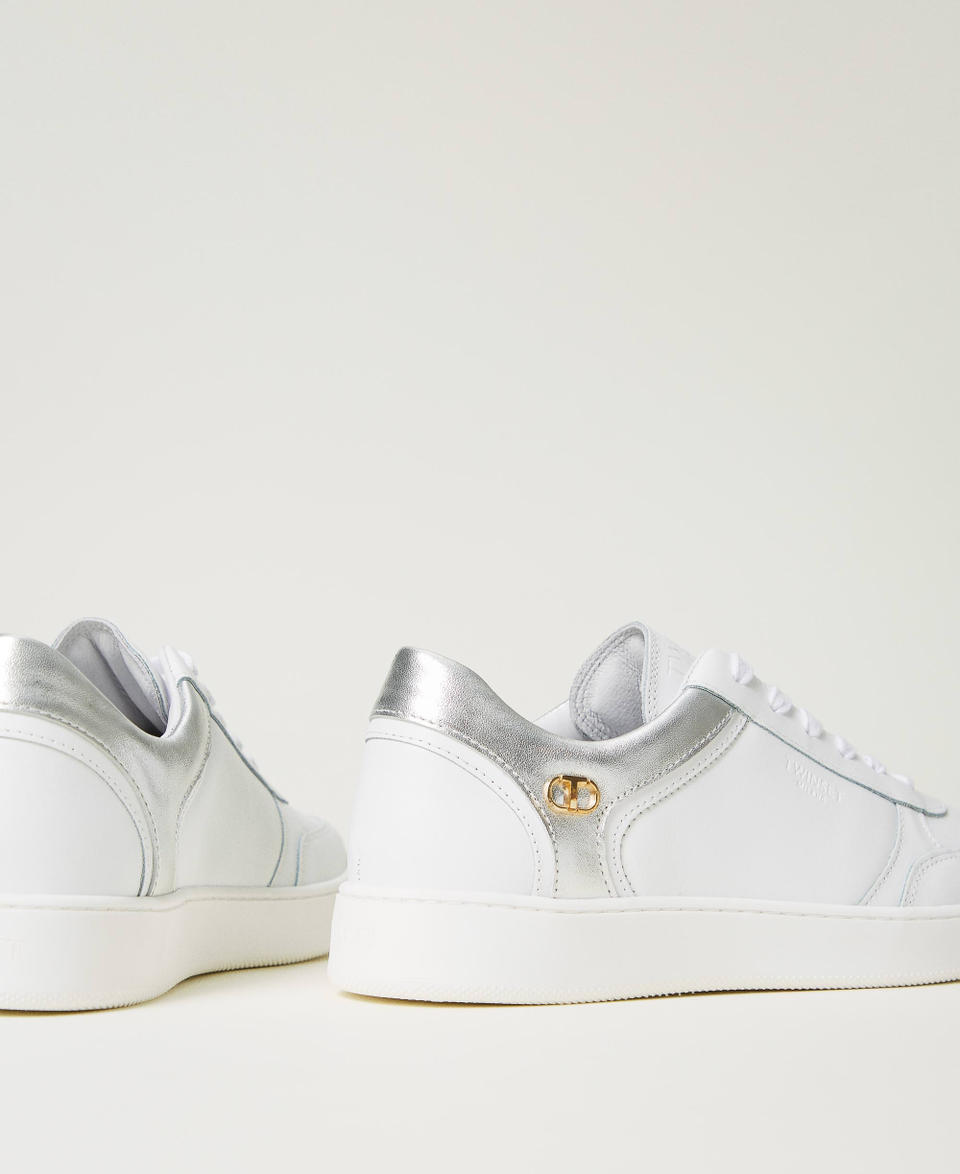 Twin Set Sneakers in pelle con inserti laminati Vendita