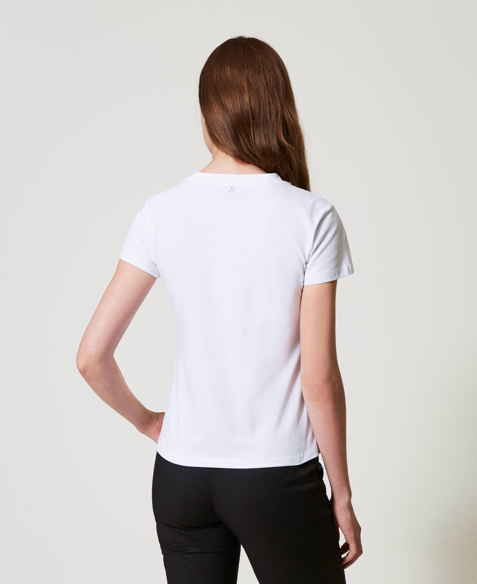 Twin Set T-shirt con ricamo a mano e logo Pezzi Unici