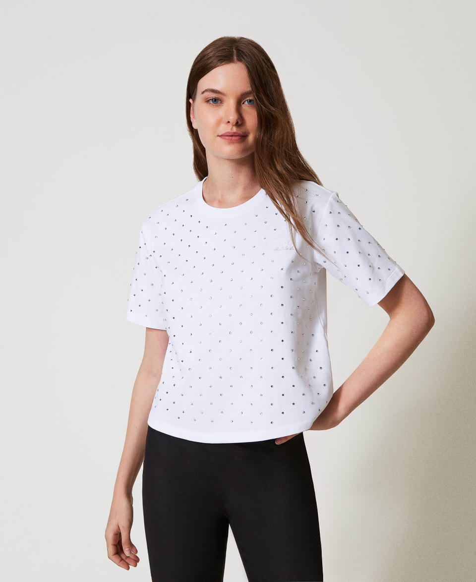 Twin Set T-shirt boxy con strass Soddisfazione Garantita