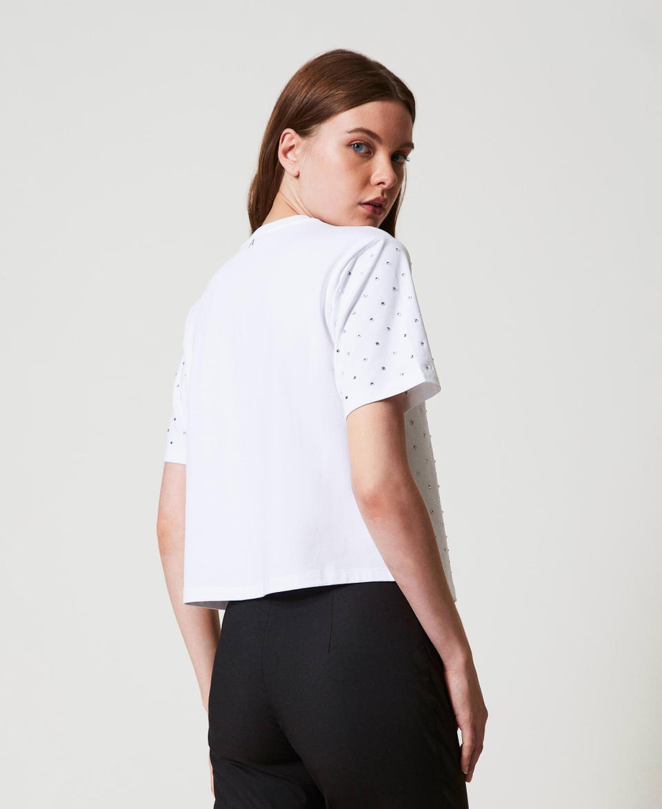 Twin Set T-shirt boxy con strass Soddisfazione Garantita