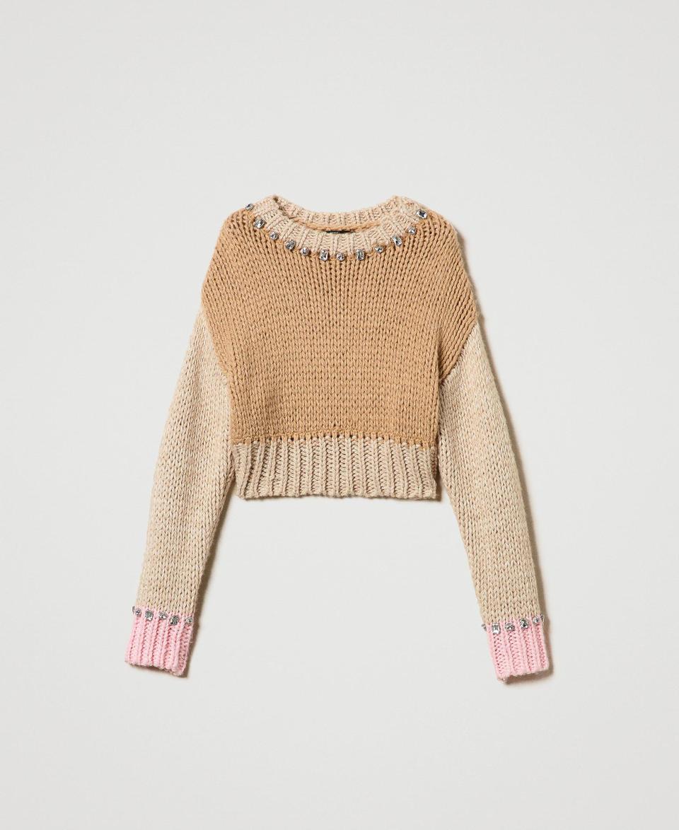 Twin Set Maglia color block con ricami a mano Consegna Veloce