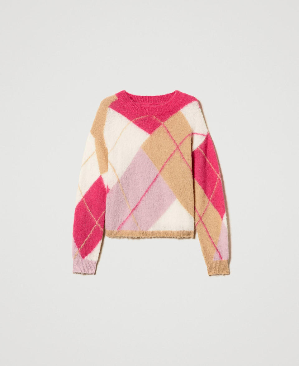 Twin Set Maglia jacquard argyle in misto lana Promozione Limitata