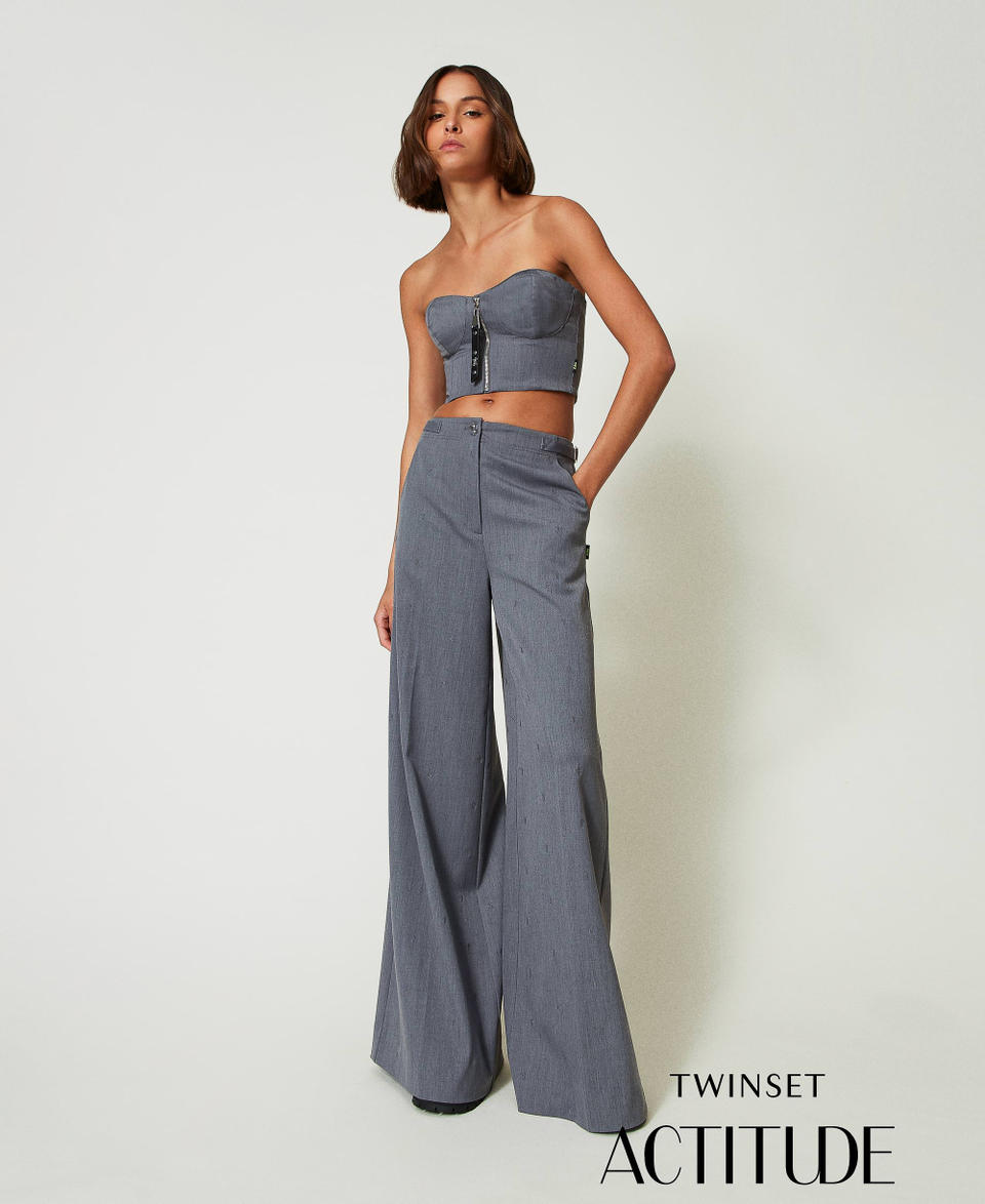 Twin Set Pantaloni a palazzo MYFO con ricamo Fino Al -60%