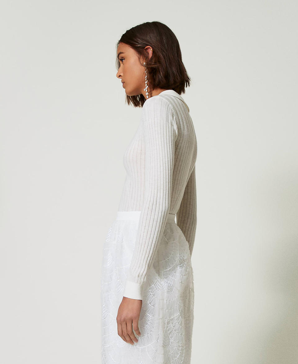 Twin Set Maglia a coste con ricamo Shopping Online