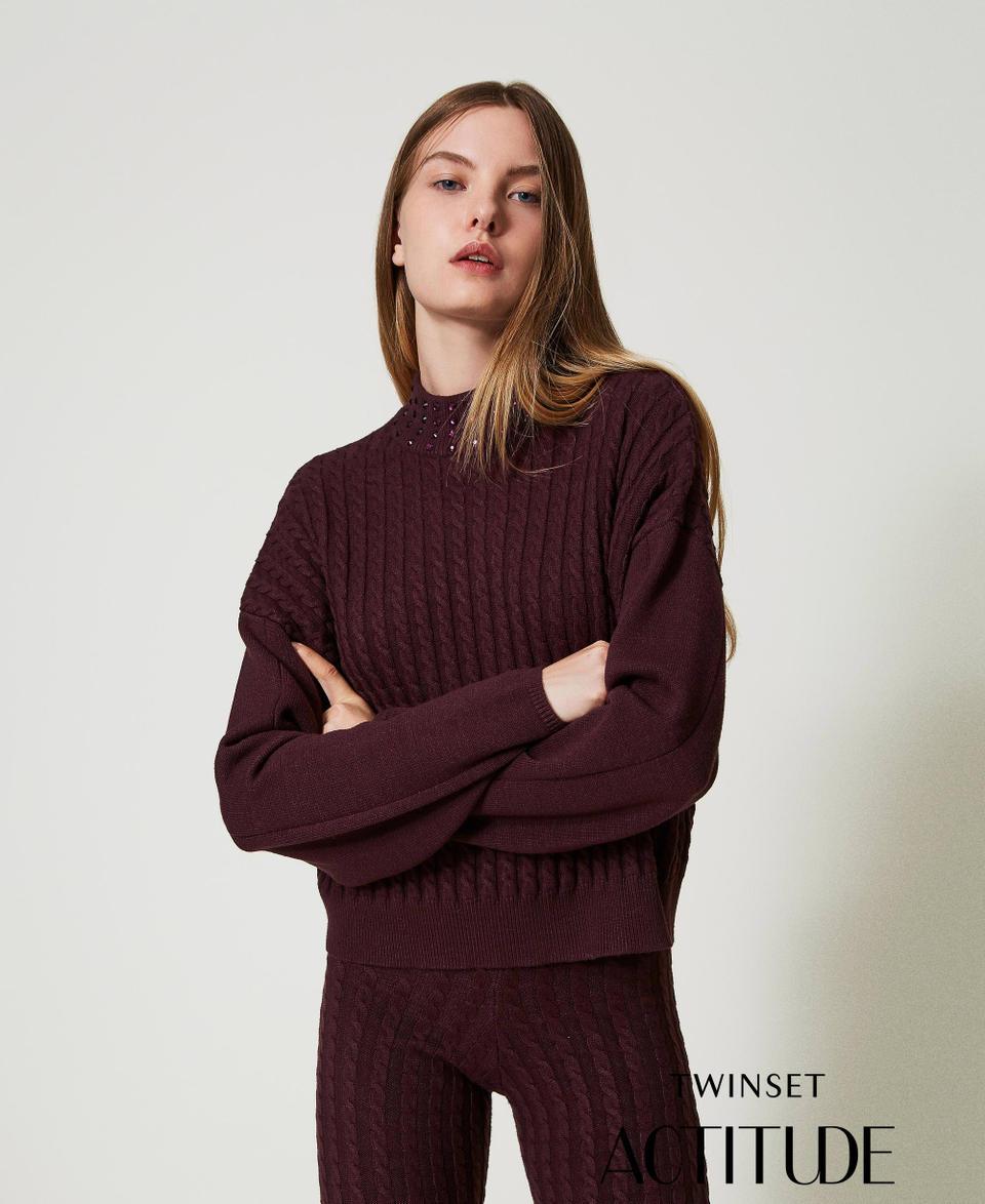 Twin Set Maglia lupetto a trecce con strass Affare Del Giorno