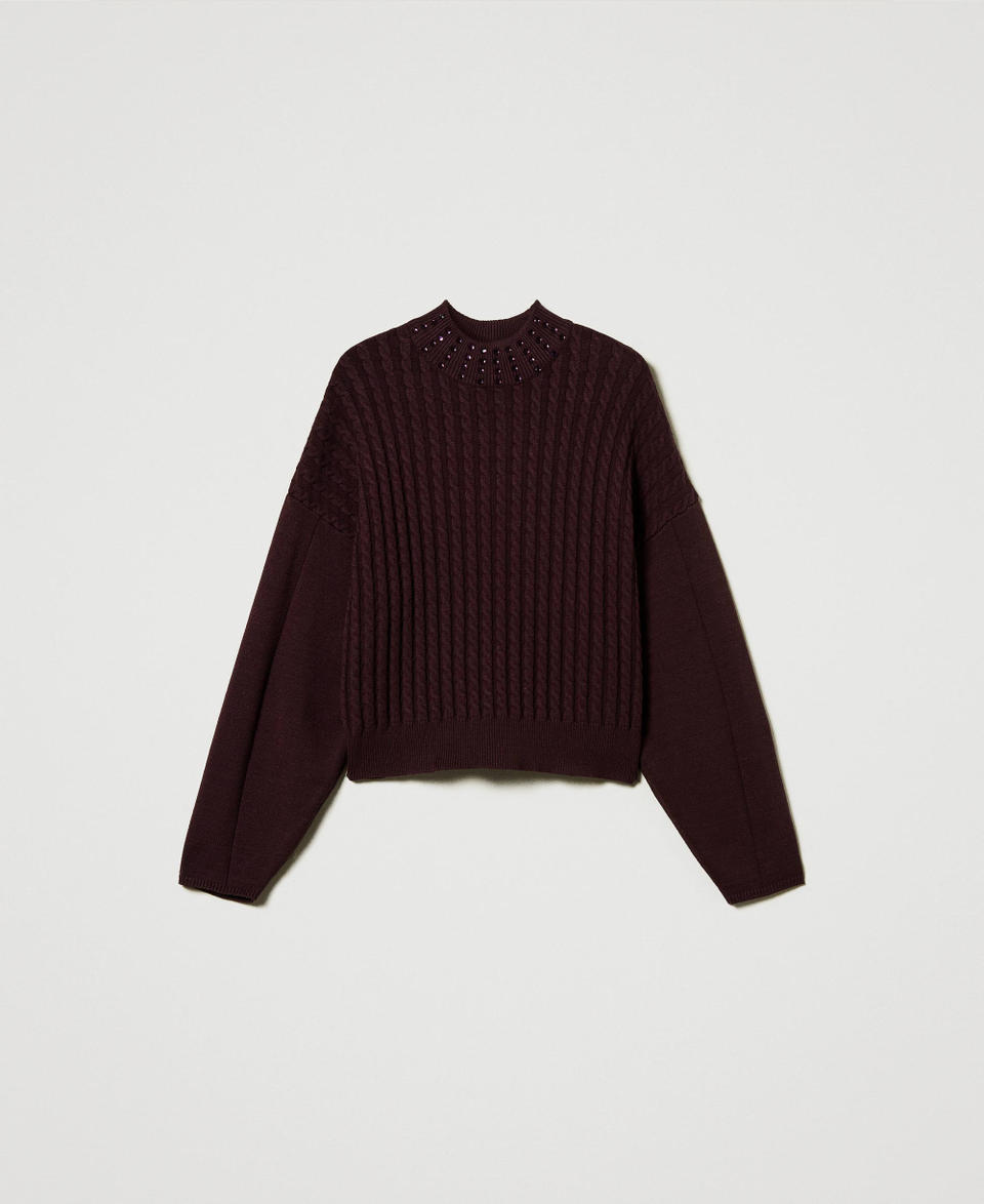 Twin Set Maglia lupetto a trecce con strass Affare Del Giorno