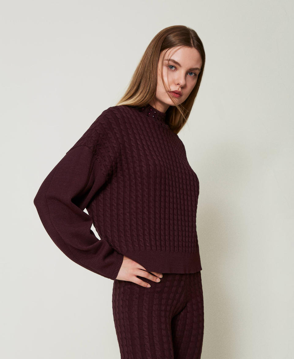 Twin Set Maglia lupetto a trecce con strass Affare Del Giorno