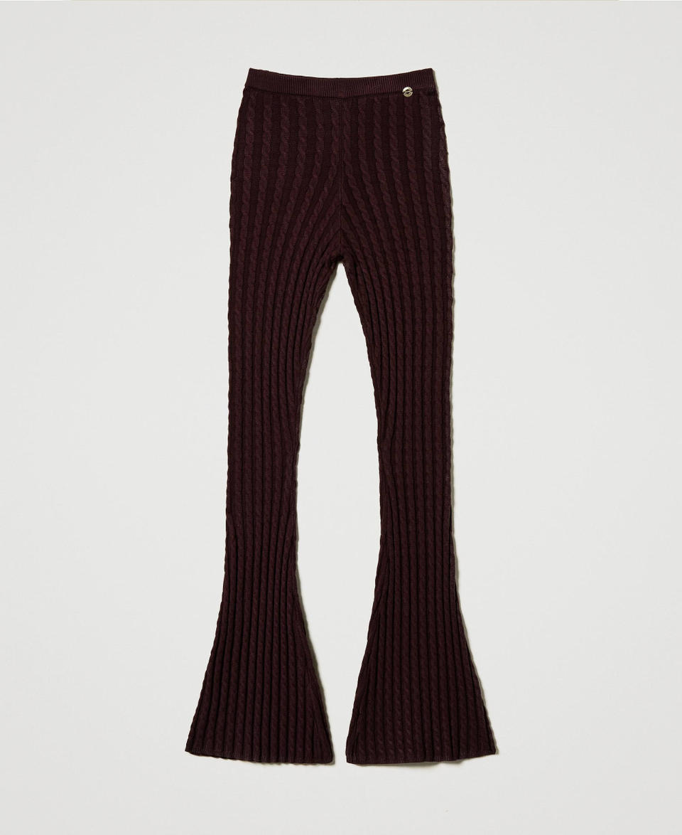 Twin Set Pantaloni flare in maglia a trecce Prezzo Ridotto