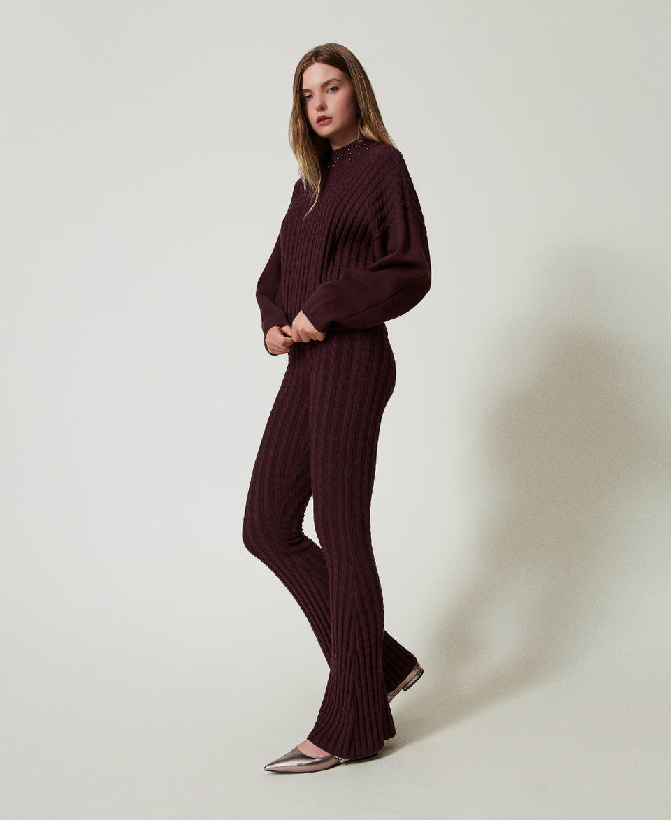 Twin Set Pantaloni flare in maglia a trecce Prezzo Ridotto