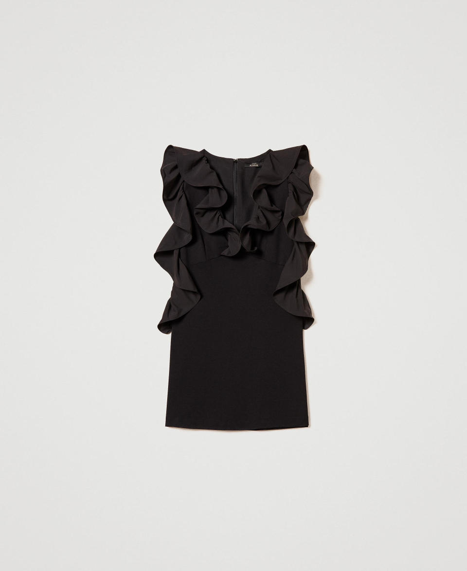 Twin Set Abito corto con volant in georgette Offerta