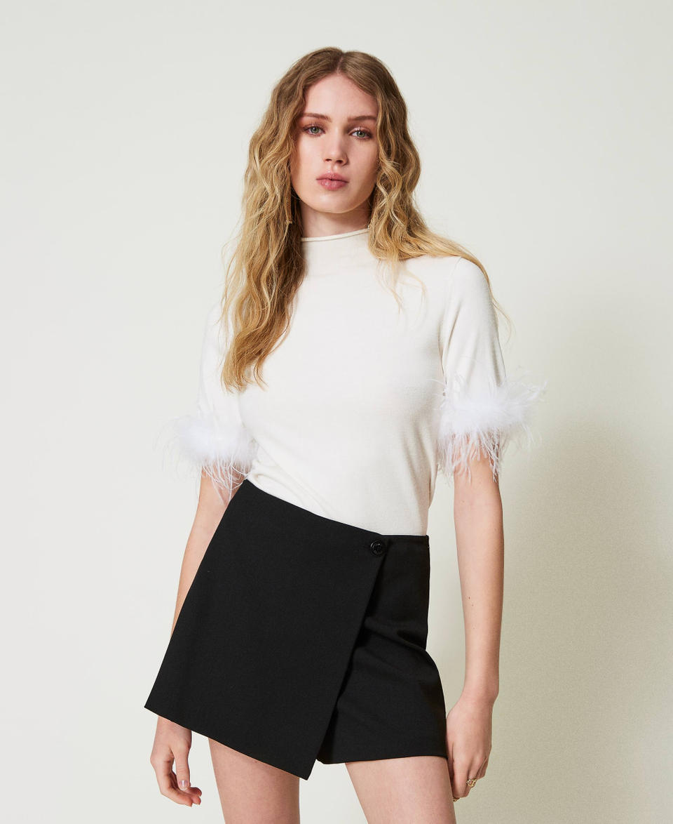 Twin Set Maglia lupetto con piume Vendita Economica