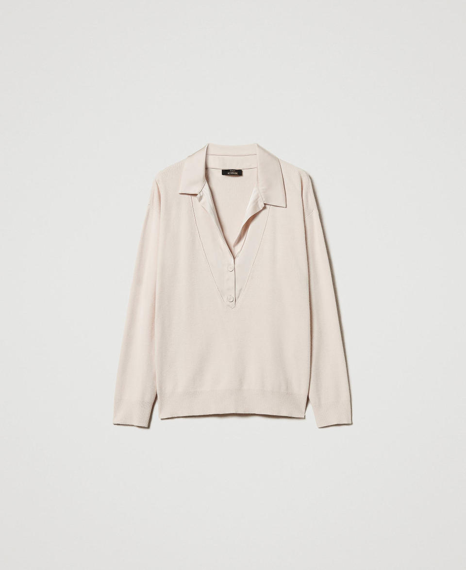 Twin Set Maglia con colletto in raso Italy