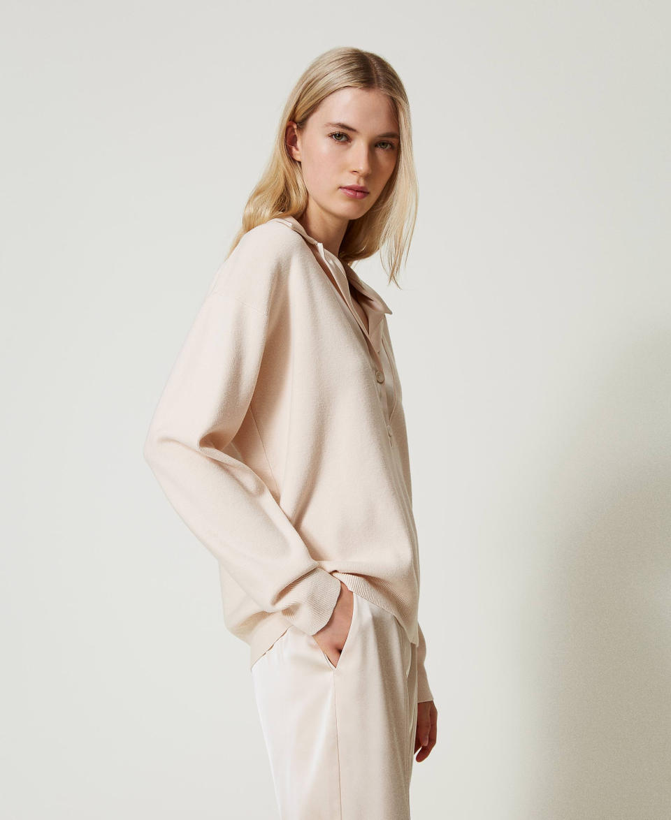 Twin Set Maglia con colletto in raso Italy