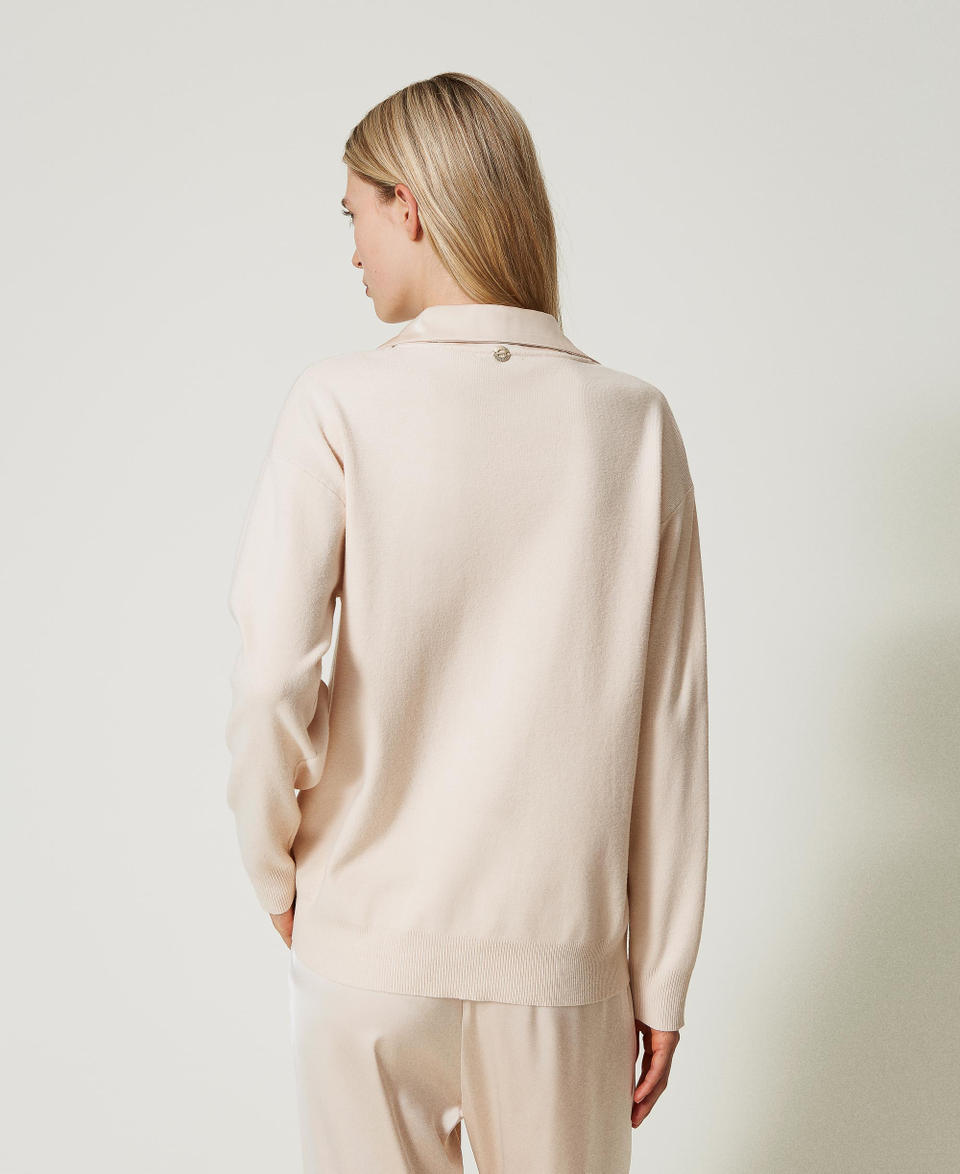 Twin Set Maglia con colletto in raso Italy