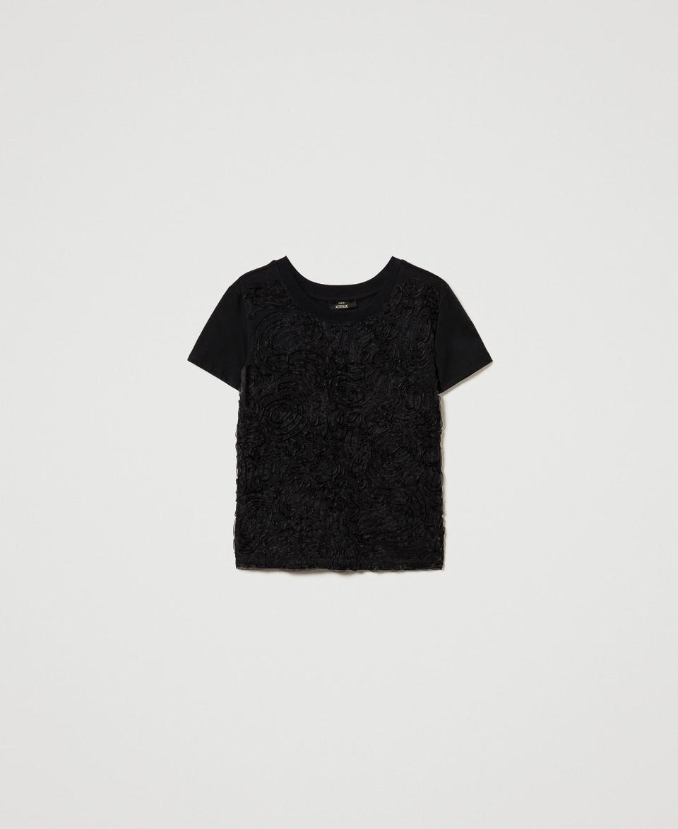 Twin Set T-shirt con ricami in organza Spedizione Gratuita