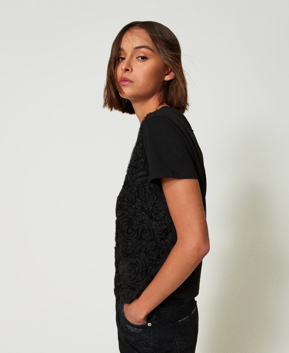 Twin Set T-shirt con ricami in organza Spedizione Gratuita