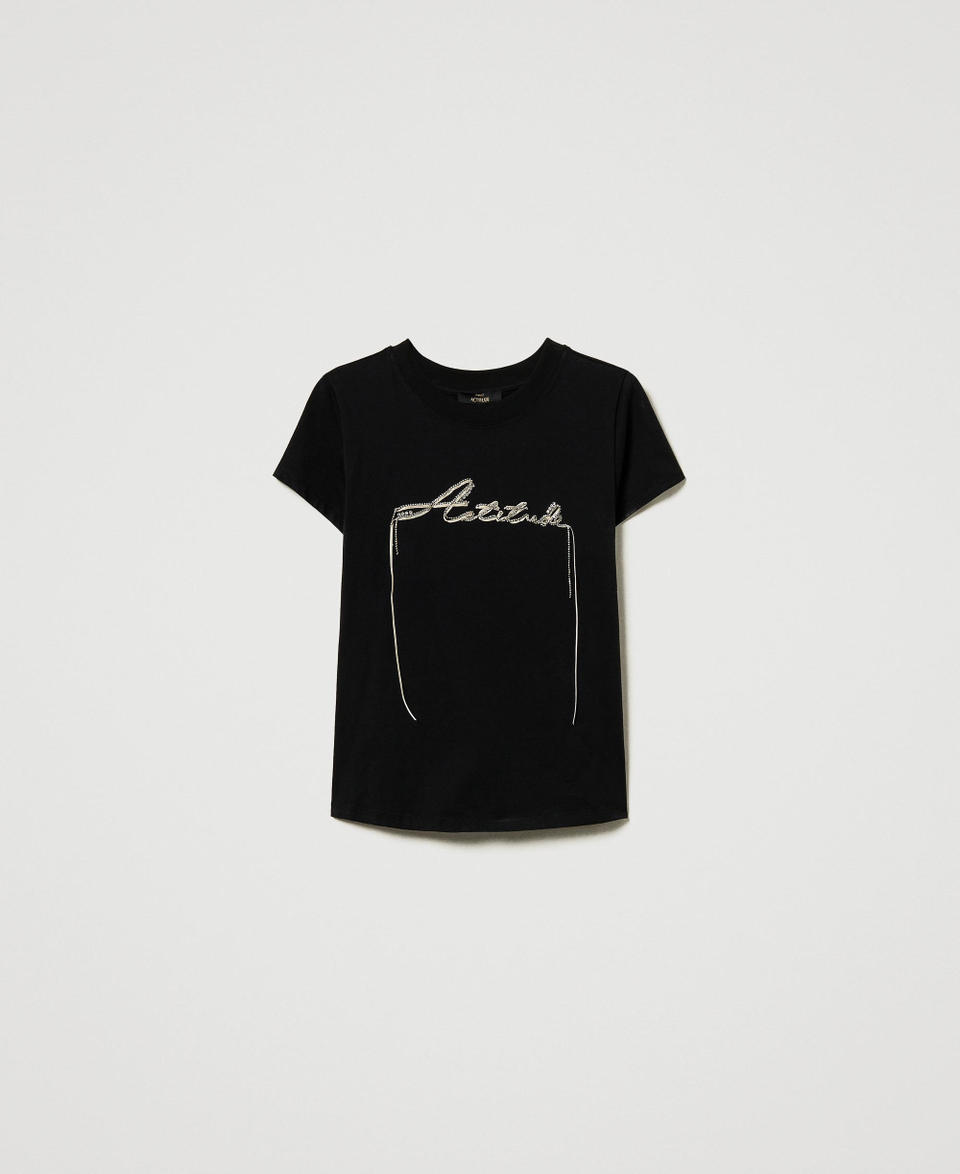 Twin Set T-shirt con logo e strass Pezzi Unici