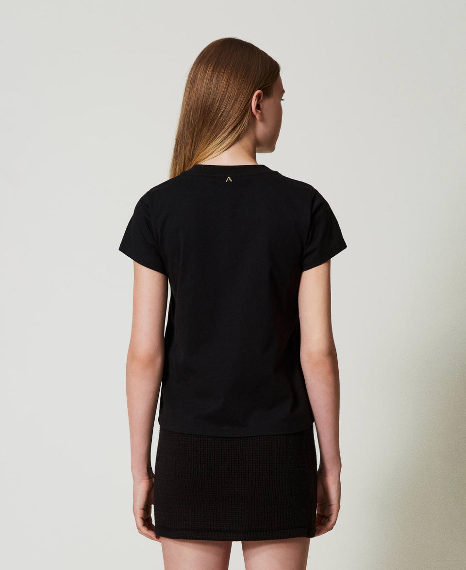 Twin Set T-shirt con logo e strass Pezzi Unici