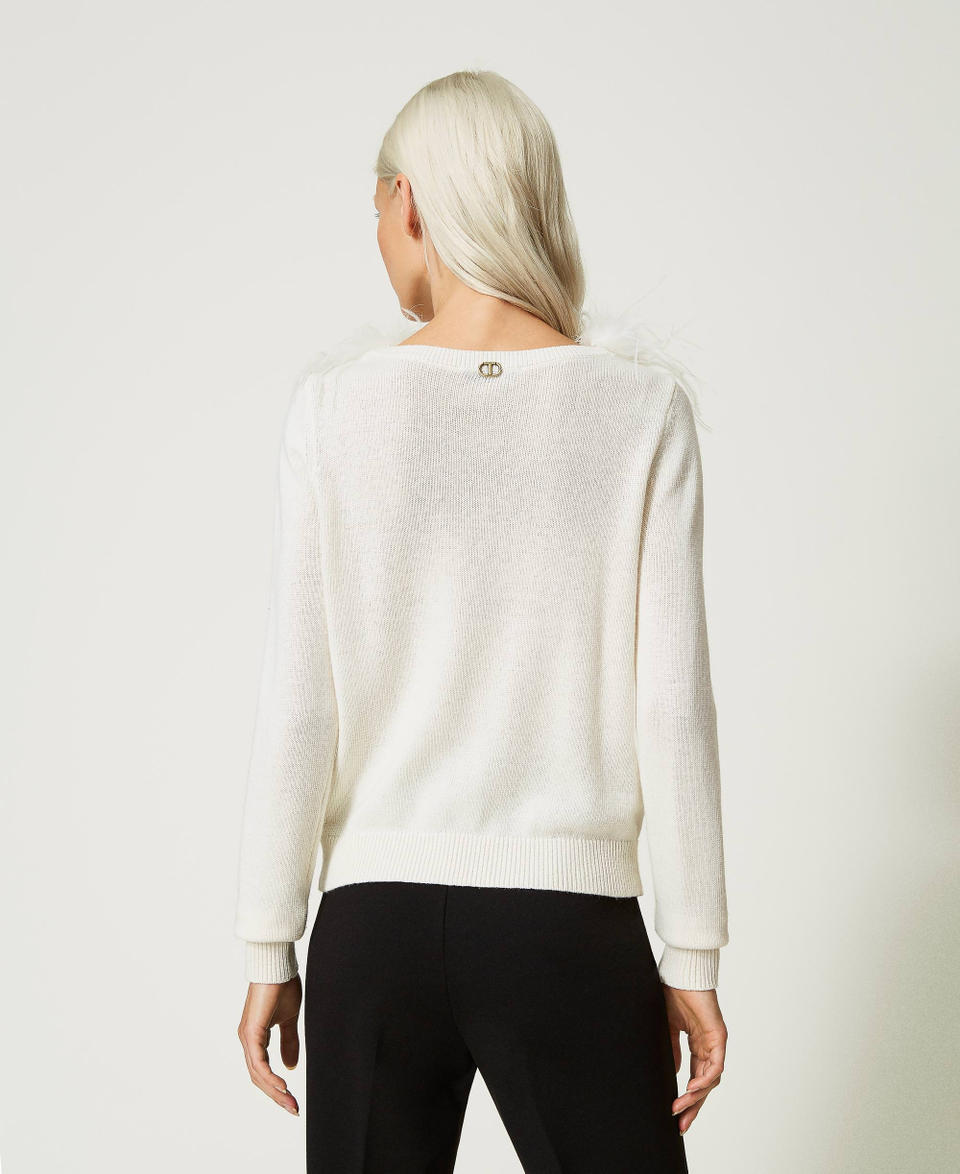 Twin Set Maglia regular in misto lana con piume Acquista Ora