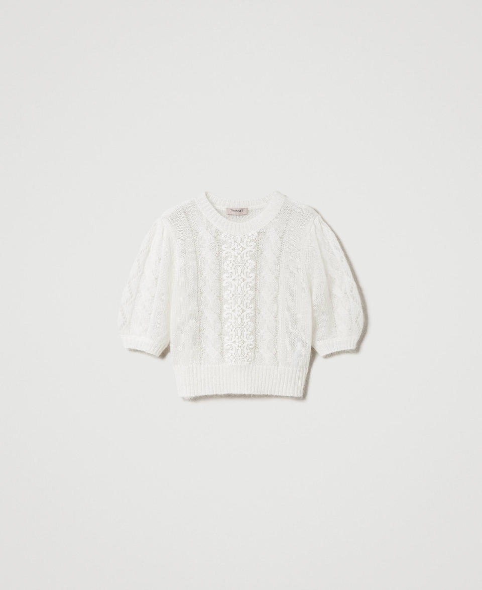 Twin Set Maglia in lana e mohair con pizzo Solo un giorno rimasto