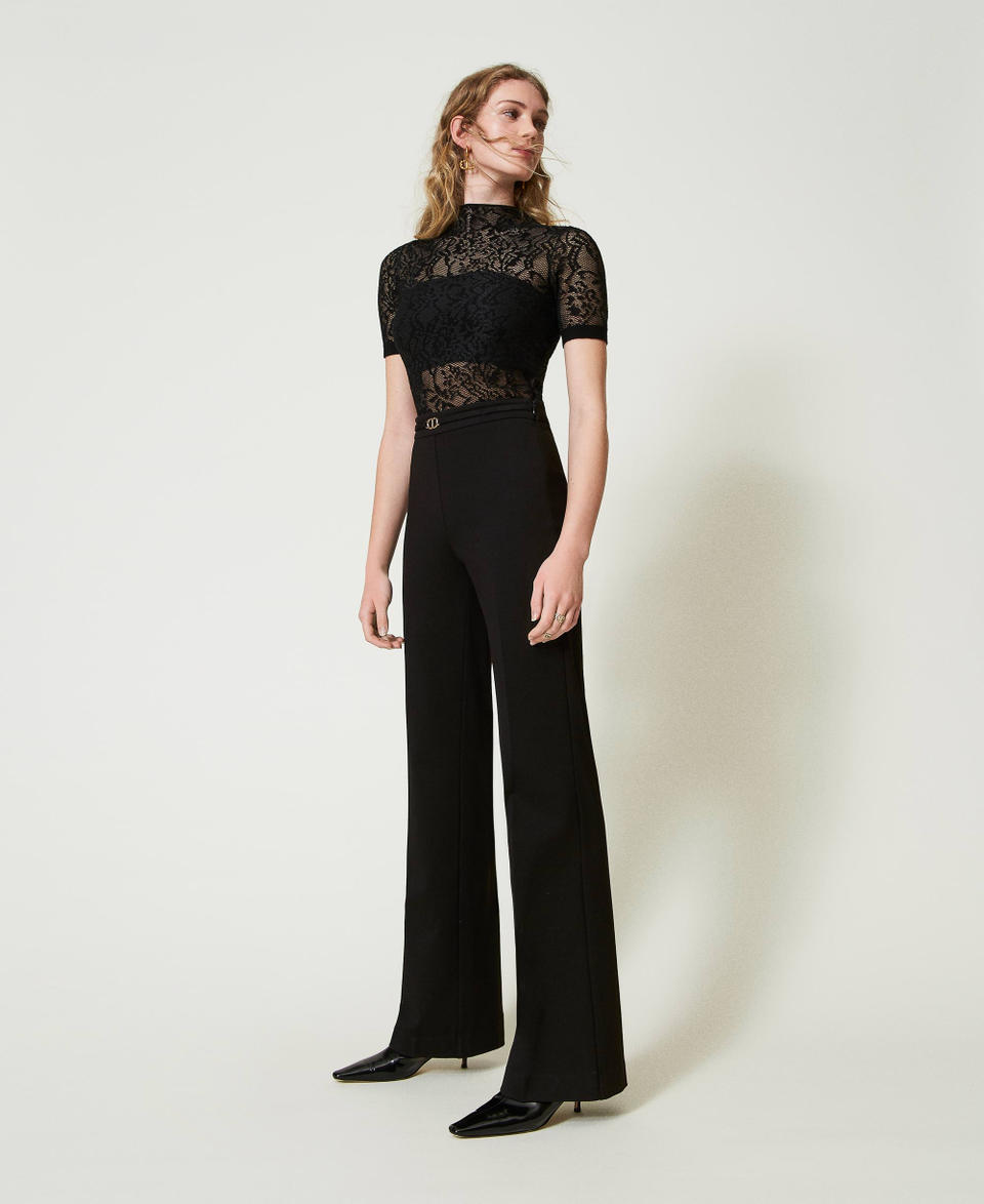 Twin Set Pantaloni straight leg con cinturino Oval T Affare Del Giorno