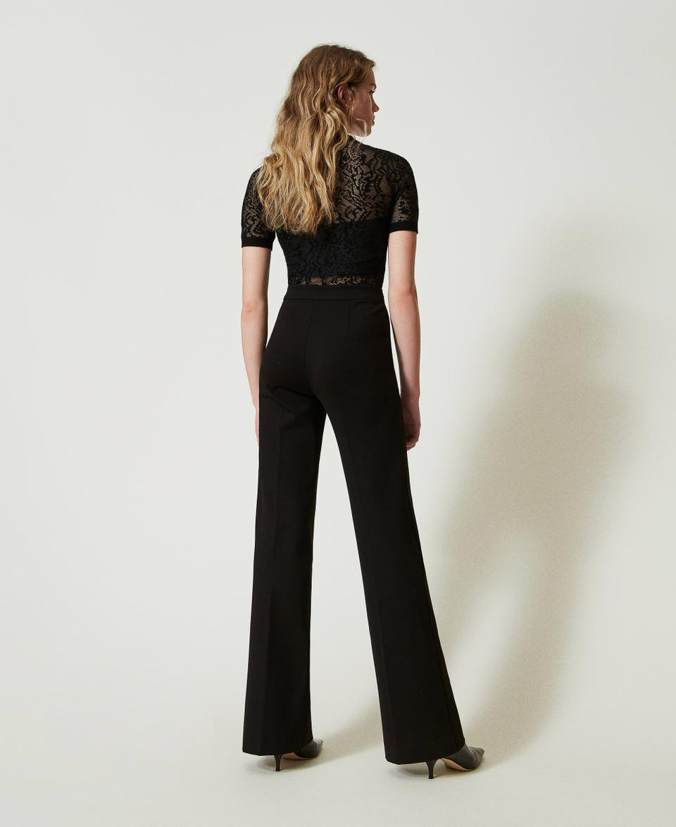 Twin Set Pantaloni straight leg con cinturino Oval T Affare Del Giorno