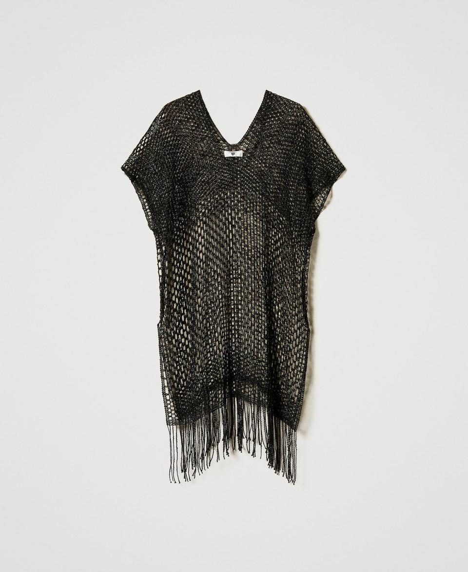 Twin Set Poncho in rete lurex con frange Presa