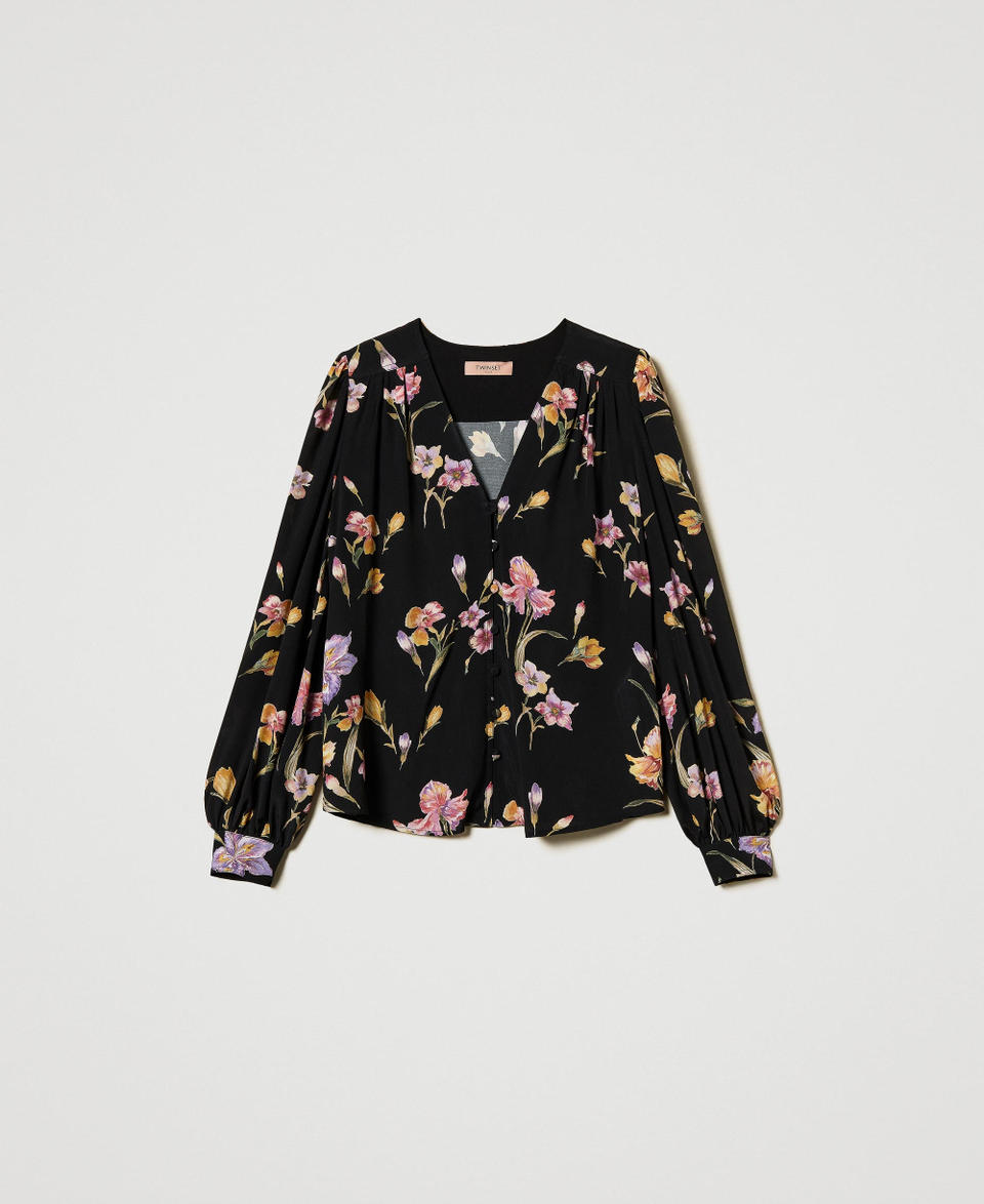 Twin Set Camicia in crêpe de Chine a fiori Online