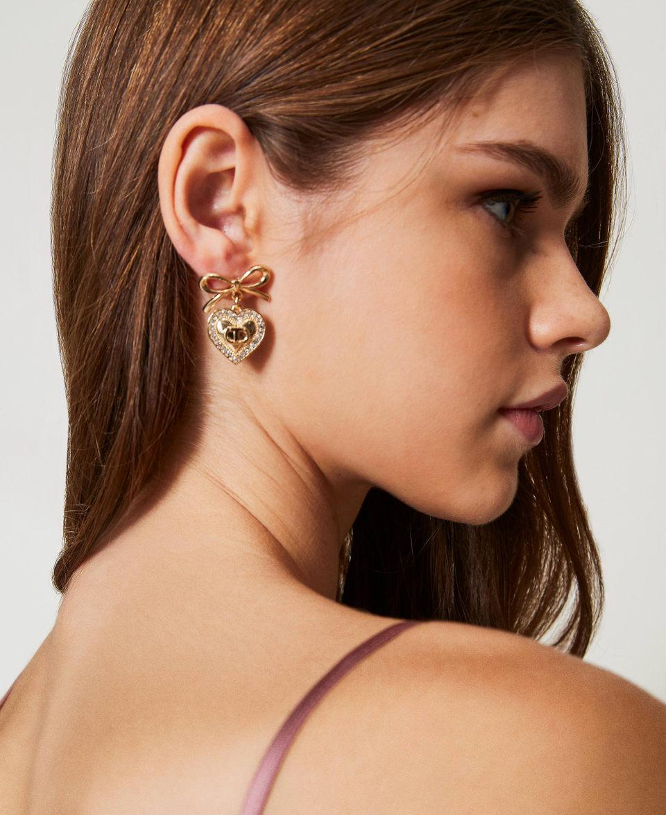 Twin Set Orecchini a cuore con strass e Oval T Offerte