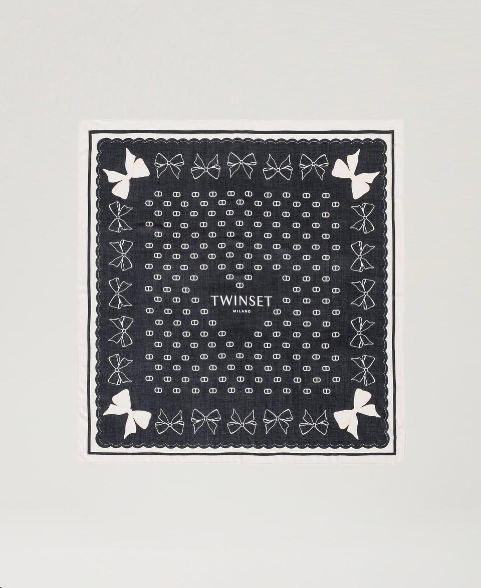 Twin Set Kefiah con stampa fiocchi e logo Nuova