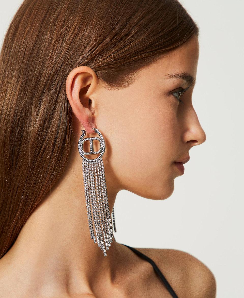 Twin Set Orecchini con Oval T e frange strass Acquista Ora