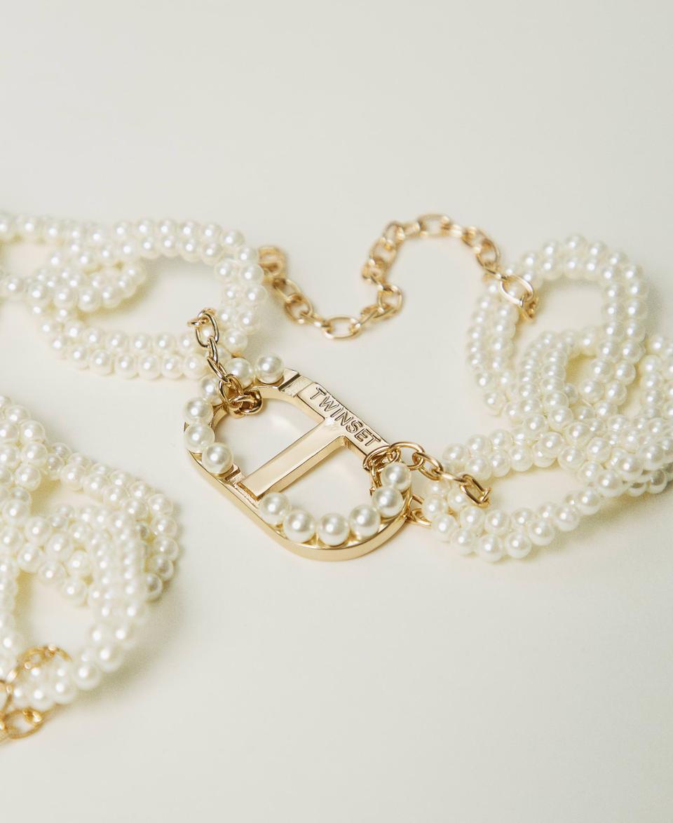 Twin Set Collana con catena di perle e Oval T Prezzo Ridotto