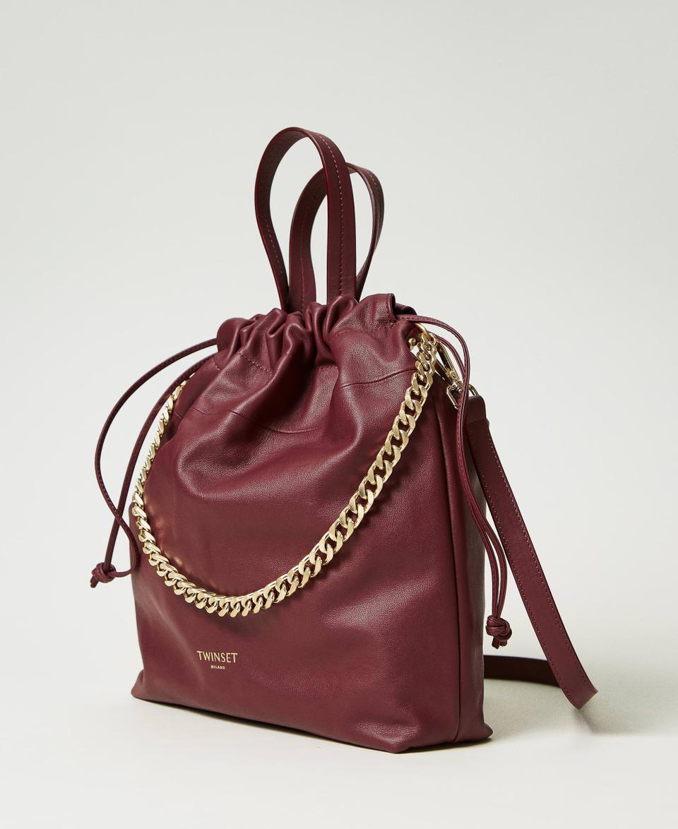 Twin Set Borsa shopper media in pelle con coulisse Vendita Economica