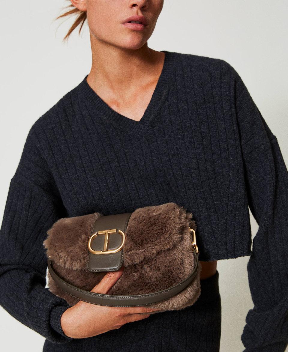 Twin Set Borsa a tracolla 'Amie' media in faux fur Outlet