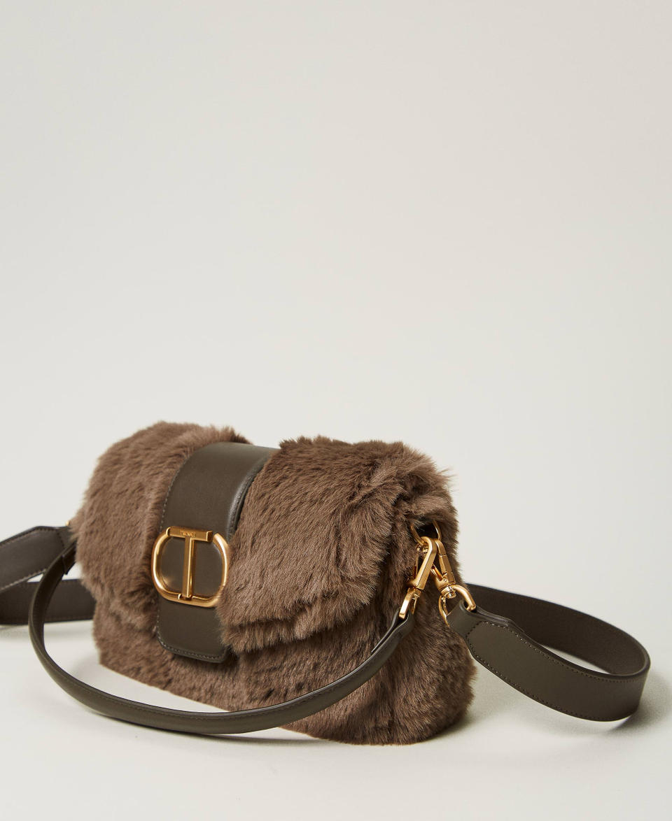 Twin Set Borsa a tracolla 'Amie' media in faux fur Outlet