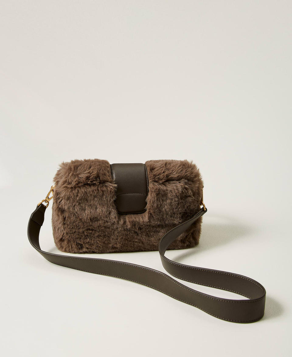 Twin Set Borsa a tracolla 'Amie' media in faux fur Outlet