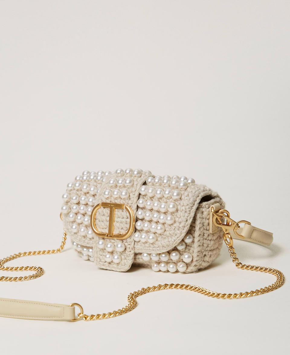 Twin Set Borsa a tracolla 'Amie' piccola crochet con perle Vendita Economica