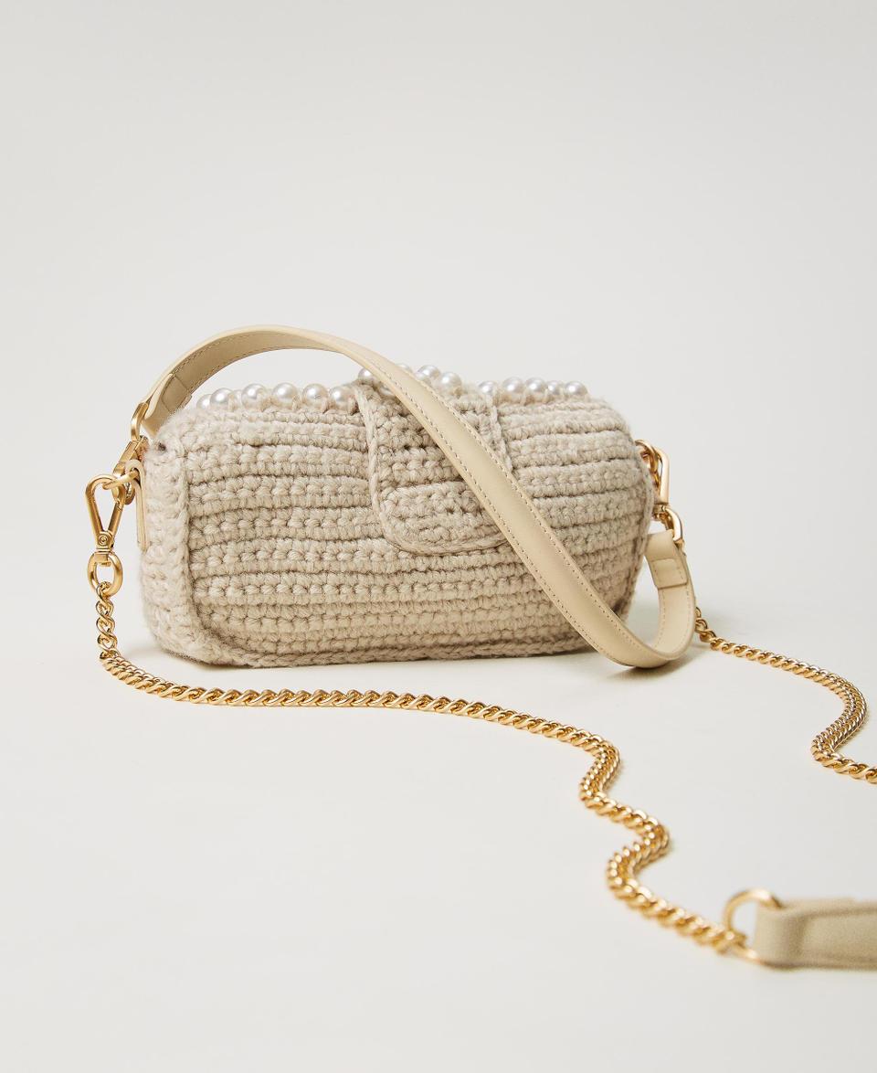 Twin Set Borsa a tracolla 'Amie' piccola crochet con perle Vendita Economica