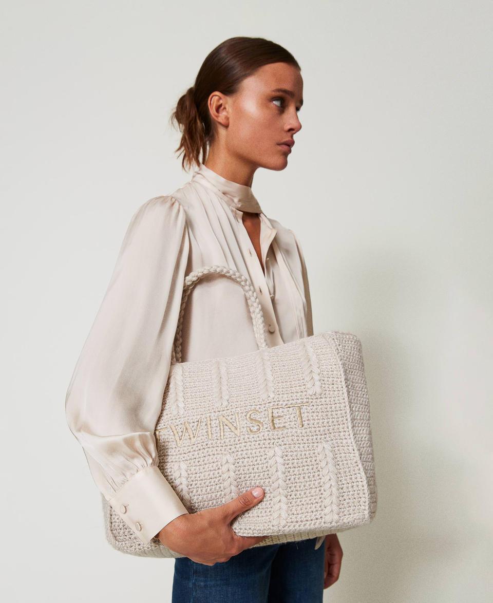Twin Set Borsa shopper 'Bohémienne' tricot con logo Moda