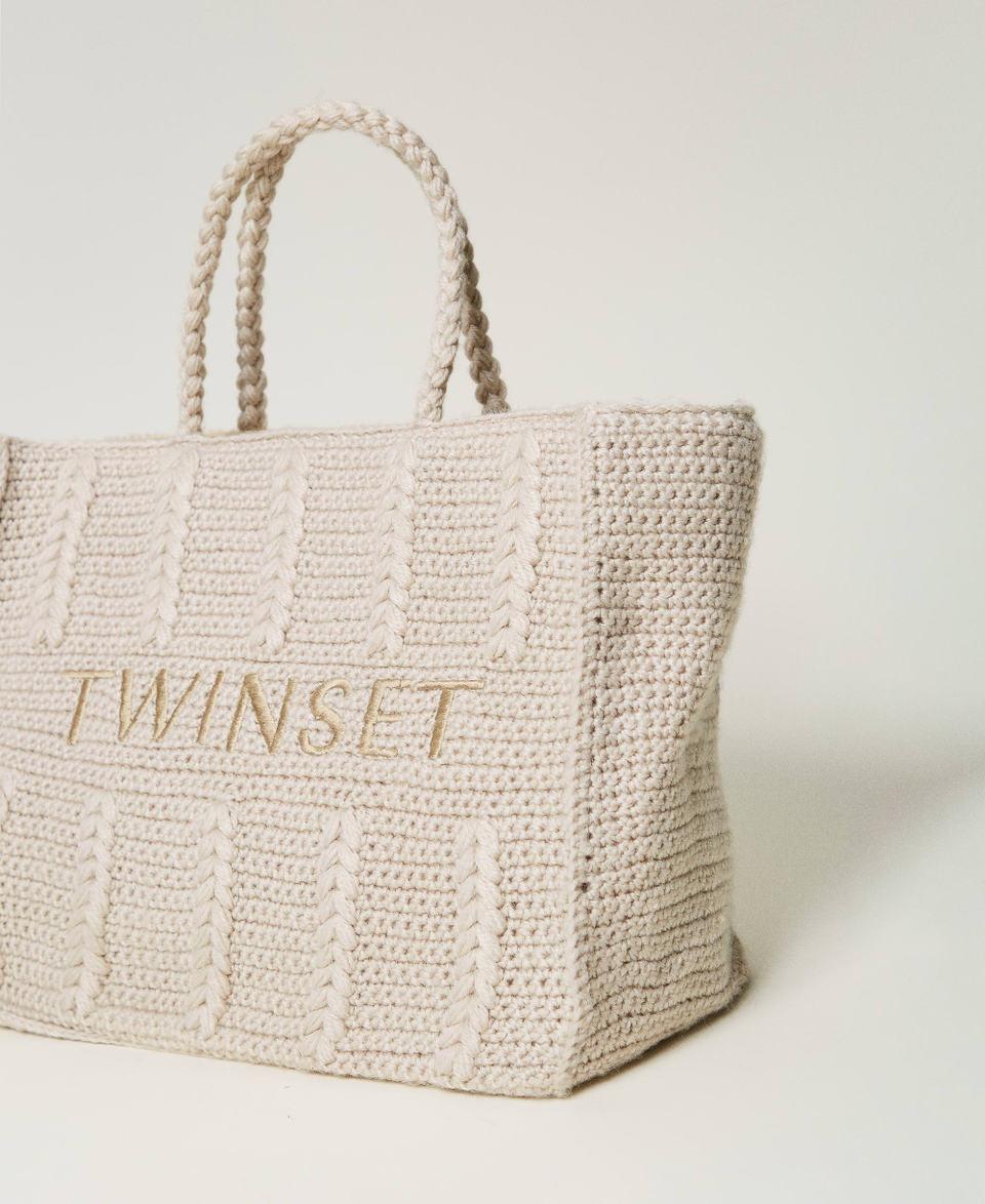 Twin Set Borsa shopper 'Bohémienne' tricot con logo Moda