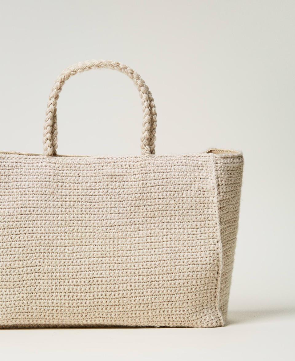 Twin Set Borsa shopper 'Bohémienne' tricot con logo Moda