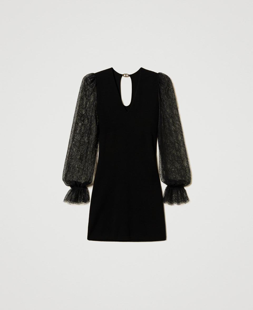 Twin Set Abito corto in maglia con pizzo Online