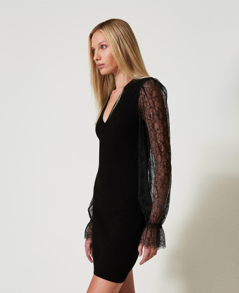 Twin Set Abito corto in maglia con pizzo Online